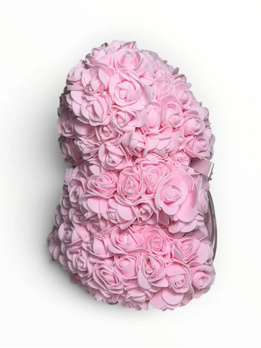 9” Pink Foam Rose Teddy Bear White Bow Valentine’s Day Room Decor